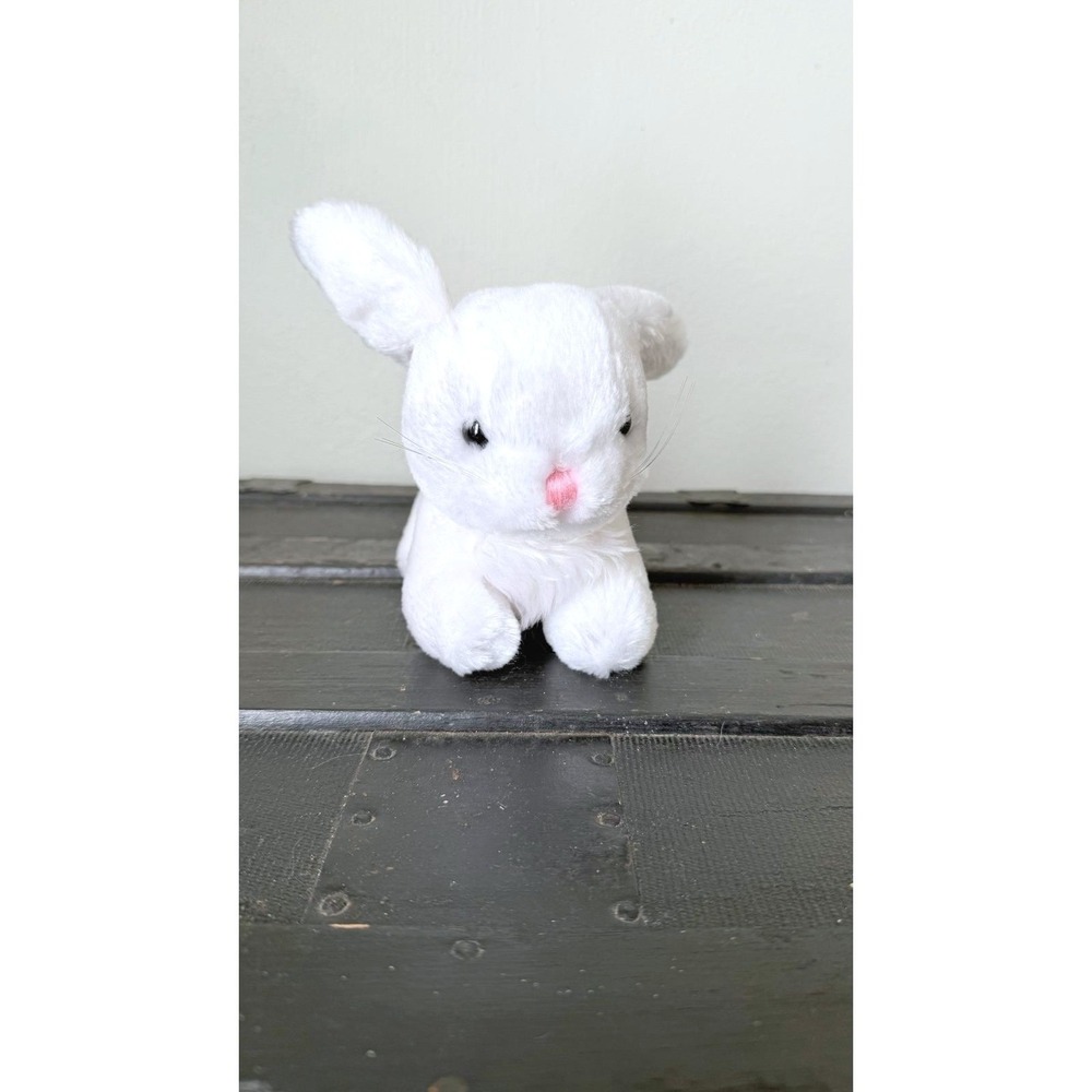 Vintage 1987 Avon White Bunny Rabbit Plush PA940 Pink Nose Korea - Picture 3 of 7